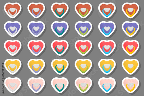 Big colored set baby pacifiers, dummy with rubber nipple