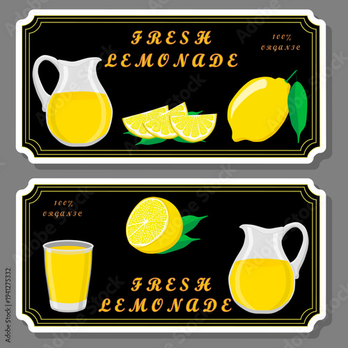 Tasty lemon lemonade in glass pitcher