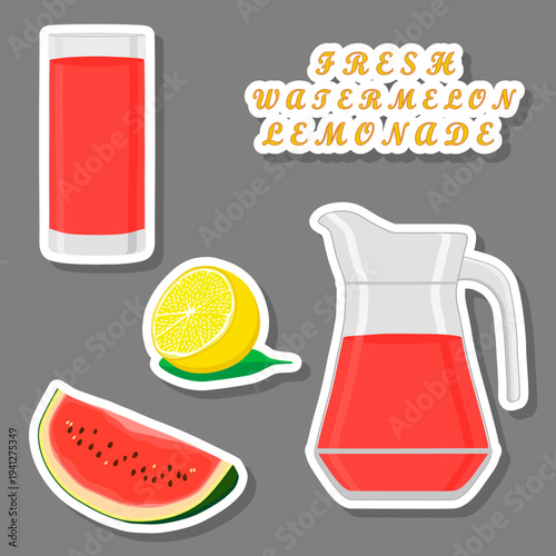 Tasty watermelon lemonade in glass jug