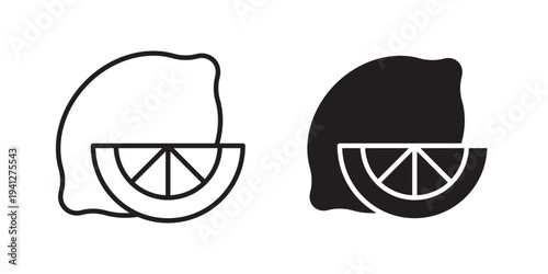 Lemon icon for web, design. Linear illustrations, editable strokes