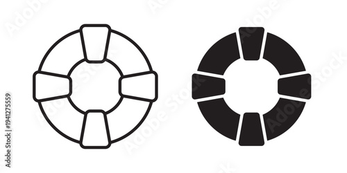 Life buoy icon for web, design. Linear illustrations, editable strokes