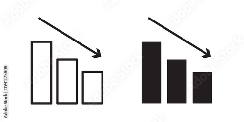 Loss Chart Icon for web, design. Linear illustrations, editable strokes