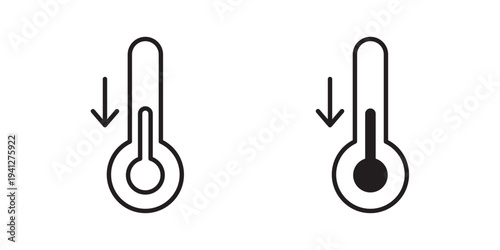 Low Temperature icon for web, design. Linear illustrations, editable strokes
