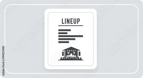 Concert schedule lineup poster with music stage illustration on gray background