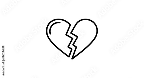Broken Heart Icon, Symbol of Love Loss, Sadness, and Relationship Problems