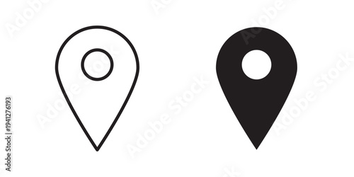 Map marker icon for web, design. Linear illustrations, editable strokes