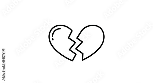 Broken Heart Icon, Symbol of Love Loss, Sadness, Breakup, and Emotional Pain