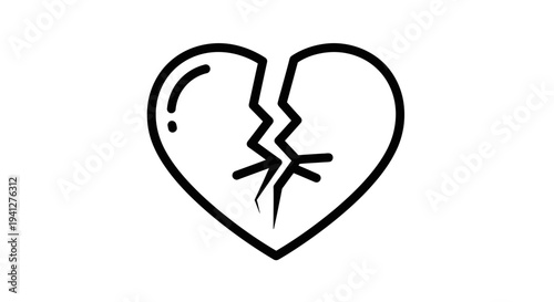 Broken Heart Icon, Symbol of Sadness, Love Loss, Relationship Breakup, Emotional Pain