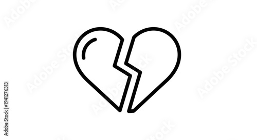 Broken Heart Icon, Symbol of Sadness, Love Loss, Relationship Problems, Divorce, Grief, Pain