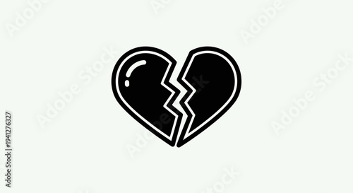 Broken Heart Icon, Symbol of Sadness, Love Loss, Relationship Problems, Grief, and Emotional Pain