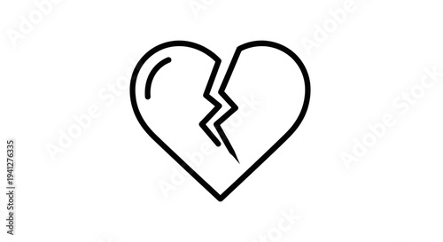 Broken Heart Icon, Symbol of Sadness, Love Loss, Relationship Problems, Grief, Pain