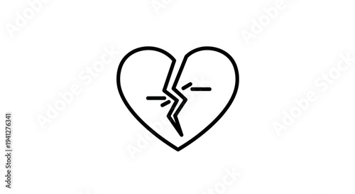 Broken Heart Icon, Symbol of Sadness, Pain, and Relationship Problems