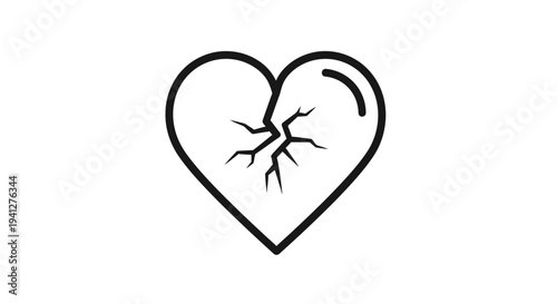 Broken Heart Icon, Symbol of Sadness, Pain, and Relationship Problems