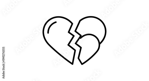 Broken Heart Icon, Symbol of Sadness, Love Loss, Relationship Problems, Grief, Pain