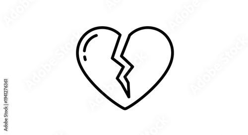 Broken Heart Icon, Symbol of Sadness, Love Loss, Relationship Problems, Pain, and Heartbreak