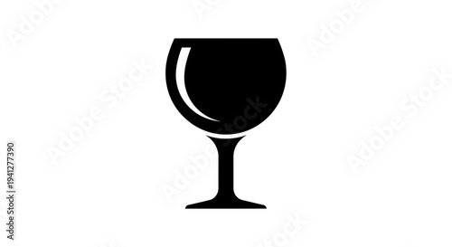 Black Silhouette of a Wine Glass on White Background