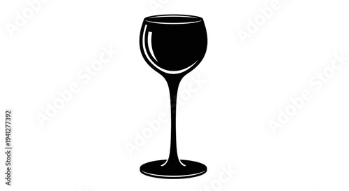 Black silhouette of a wine glass on a white background
