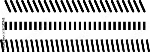 Slash line. Abstract dashed border divider set. Diagonal lines Border. Geometric print for caution tape or barrier. Parallel stripes. Black pattern isolated on white background