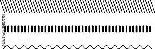 Slash line. Abstract dashed border divider set. Diagonal lines Border. Geometric print for caution tape or barrier. Parallel stripes. Black pattern isolated on white background