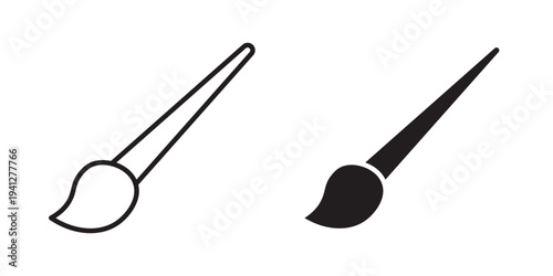 Paint brush icon for web, design. Linear illustrations, editable strokes