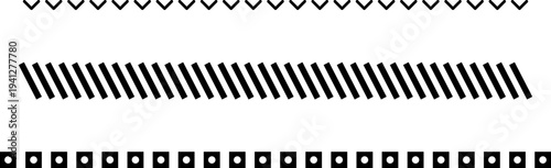 Slash line. Abstract dashed border divider set. Diagonal lines Border. Geometric print for caution tape or barrier. Parallel stripes. Black pattern isolated on white background