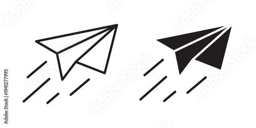 Paper plane icon for web, design. Linear illustrations, editable strokes