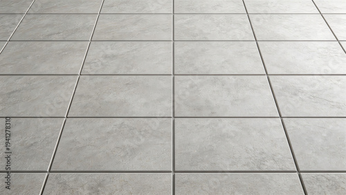 Gray ceramic tile floor with clean lines and smooth texture, suitable for interior design and architectural flooring applications. Shows a uniform, modern, and minimalist floor covering.