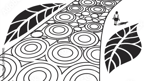Circles doodle pattern. Black and white texture. Abstract line art sketch background. Vector illustration
