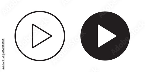 Play icon for web, design. Linear illustrations, editable strokes