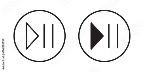 Play pause icon for web, design. Linear illustrations, editable strokes