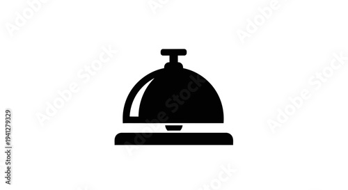 Vintage Hotel Bell Icon, Service Call Button, Retro Reception Desk Symbol