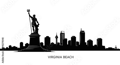 Virginia Beach Skyline Silhouette with King Neptune Statue
