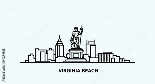 Virginia Beach Skyline Silhouette with Iconic Statue