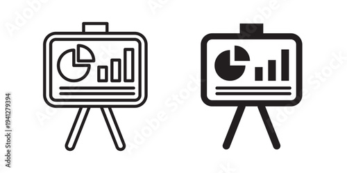 Presentation icon for web, design. Linear illustrations, editable strokes