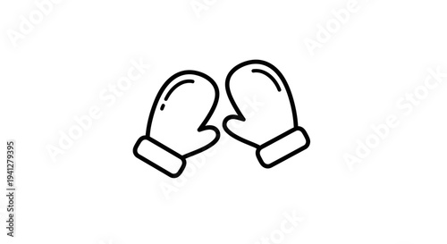 Winter Mittens Icon, Cozy Warm Handwear, Simple Line Art for Cold Weather