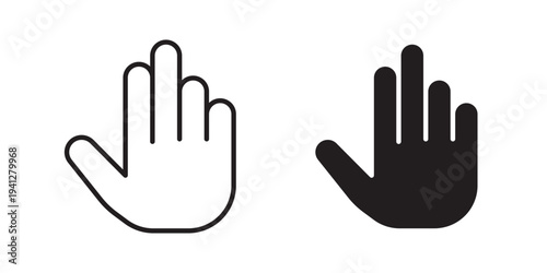 Raised hand icon for web, design. Linear illustrations, editable strokes