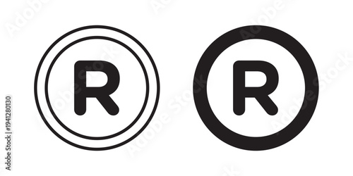 Registered icon for web, design. Linear illustrations, editable strokes