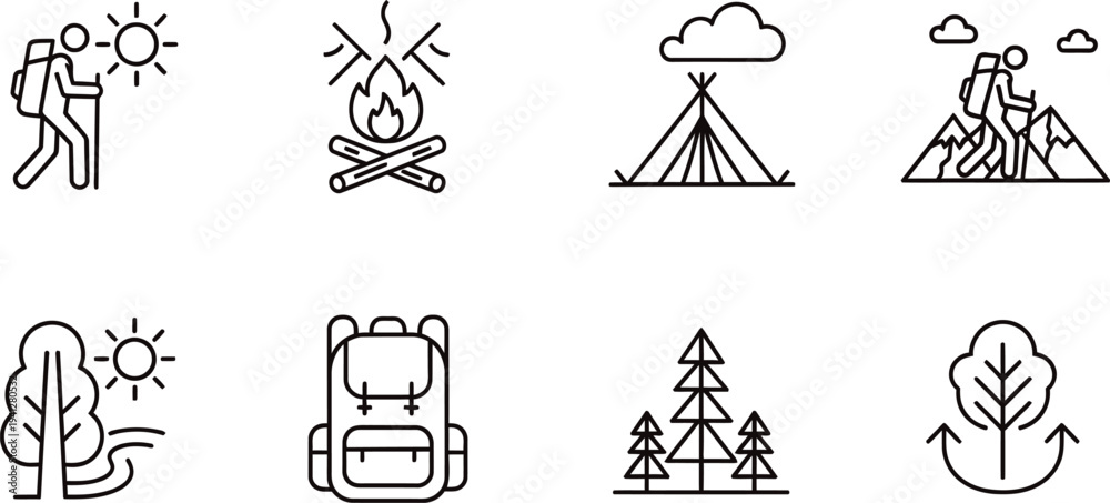 Fototapeta premium Outdoor adventure and nature icons