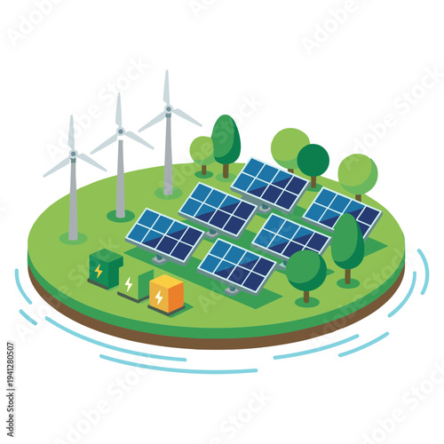 Green Energy City Illustrations of Solar, Wind, and Sustainable Urban Life.