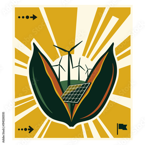 Green Energy City Illustrations of Solar, Wind, and Sustainable Urban Life.