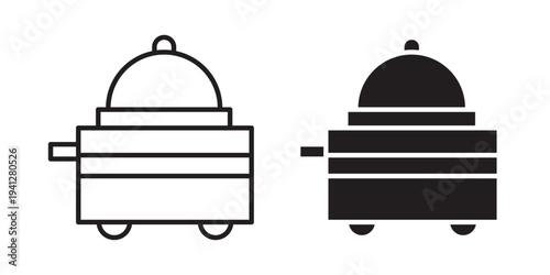 Room service icon for web, design. Linear illustrations, editable strokes