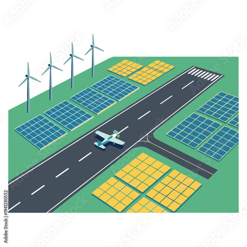 Green Energy City Illustrations of Solar, Wind, and Sustainable Urban Life.