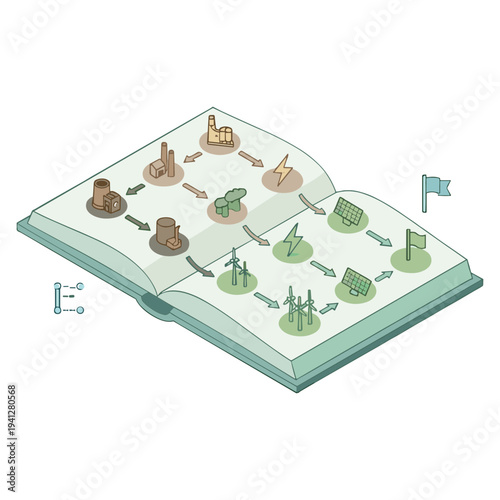 Green Energy City Illustrations of Solar, Wind, and Sustainable Urban Life.