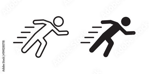 Running icon for web, design. Linear illustrations, editable strokes