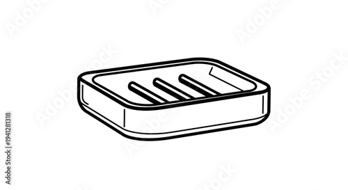 Simple Soap Dish Holder for Bathroom Sink or Shower - Line Art Icon