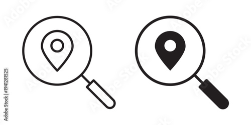 Search Location icon for web, design. Linear illustrations, editable strokes
