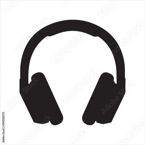 Headphones black silhouette vector, earphone black vector, Headphones clip art