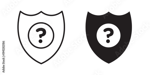 Shield interrogation icon for web, design. Linear illustrations, editable strokes