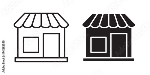 Shop icon for web, design. Linear illustrations, editable strokes