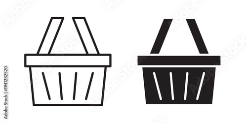 Shopping basket icon for web, design. Linear illustrations, editable strokes